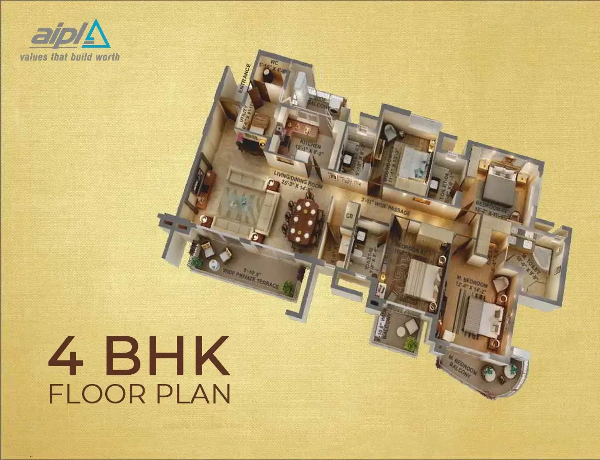 aipl lake city gurgaon 4 bhk floor plan